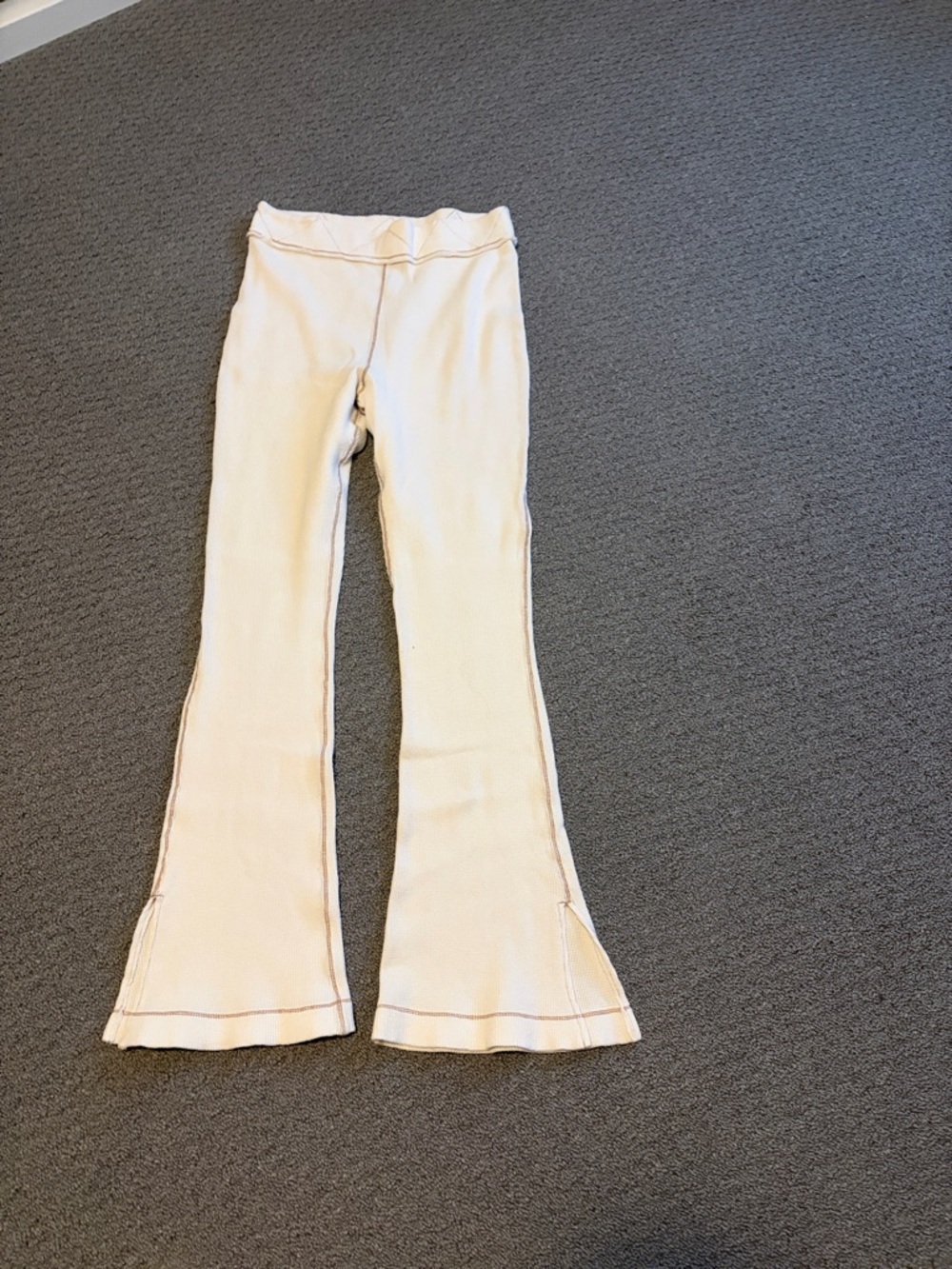 Free People Ivory Ribbed Knit Pants
